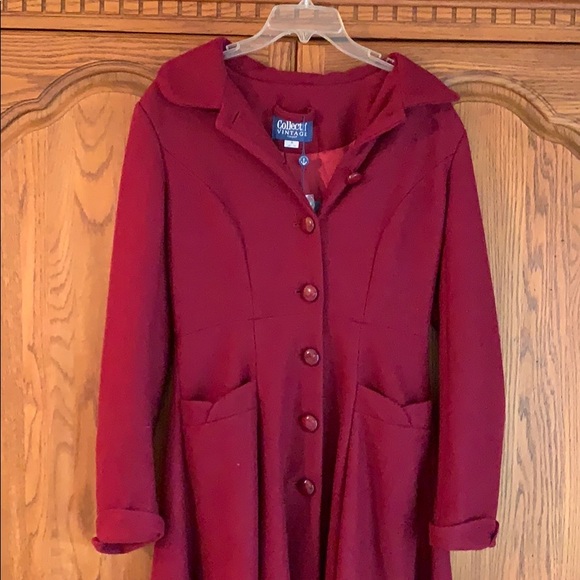 Collectif Village Jackets & Blazers - NWT Collectif Village Long Deep Red Peacoat